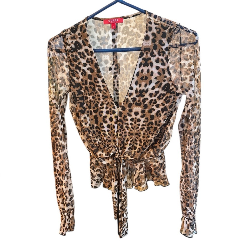 Guess CLOSET CLEANOUT Sheer animal print blouse-Size S